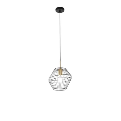 Lampadario a sospensione in metallo nero e oro, lampadina E27, 25x150cm