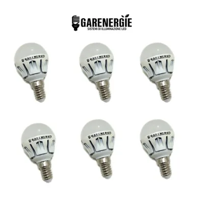 kit 6pz lampada sfera mini globo g45 6w e14 bianco caldo 3000k