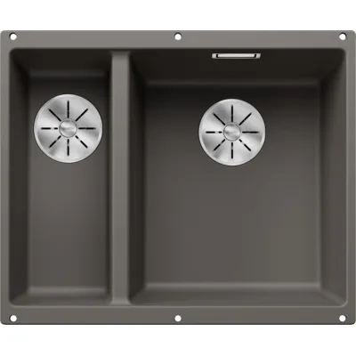 Blanco Lavello una vasca DX con vaschetta SUBLINE 340/160-U 1527346 finitura grigio vulcano da 55.5x46 cm - Sottotop