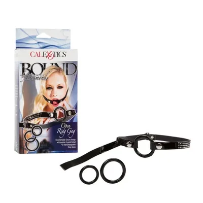 Morso BDSM Anello Aperto 3 Misure Regolabile Cristalli Fetish Nero Unisex Adulto