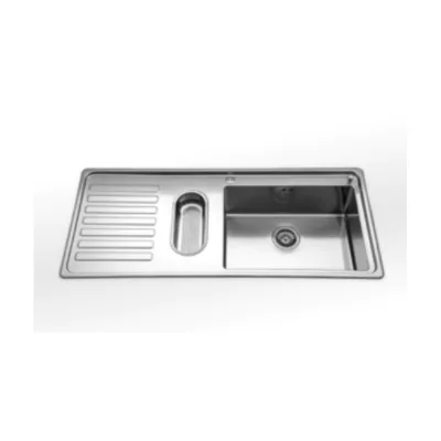 Alpes Lavello semifilo LFRS 5117/1S1B1V con bacinella e gocciolatoio a destra in acciaio inox da 117x51 cm