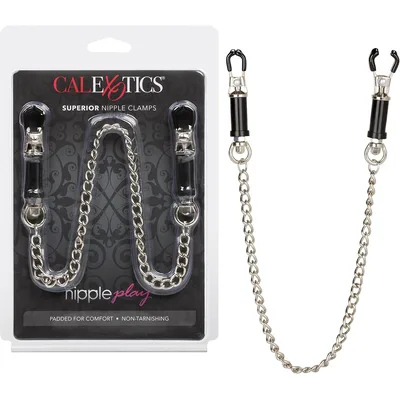 CalExotics Superior Pinze Capezzoli Regolabili Imbottite Catena BDSM Fetish