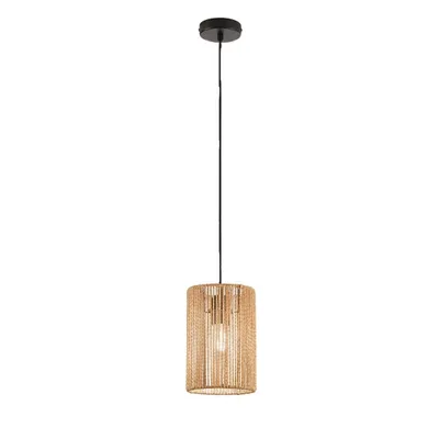Sospensione in carta naturale beige, 1 luce E27, 18x177.5cm