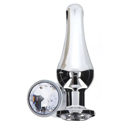 Plug anale medio alluminio argento base gioiello trasparente ToyJoy Diamond Bum Bijou Medium