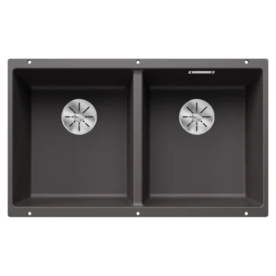 Blanco Lavello a due vasche SUBLINE 350/350-U Dark Steel 4523575 finitura grigio roccia da 75x46 cm - Sottotop
