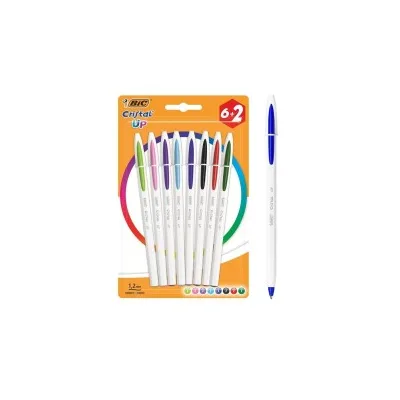 Bic Cristal Up Conf. 8 penne a sfera Punta tonda 1,2mm Linea 0,6mm Colori assortiti 949872