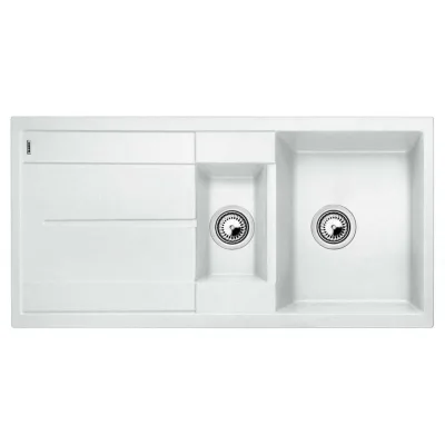 Blanco Lavello una vasca con vaschetta e gocciolatoio METRA 6 S 1513223 finitura bianco da 100x50 cm - Sopratop