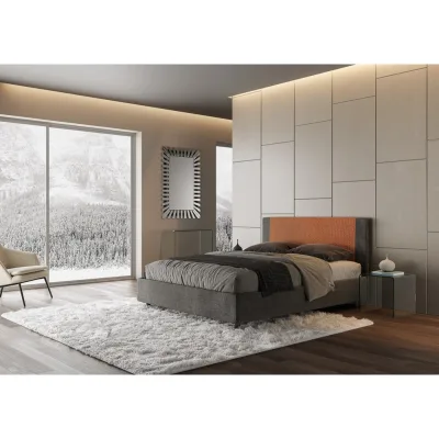 Ityhome Letto matrimoniale Rosal in tessuto Labirinto 04 da 160 cm