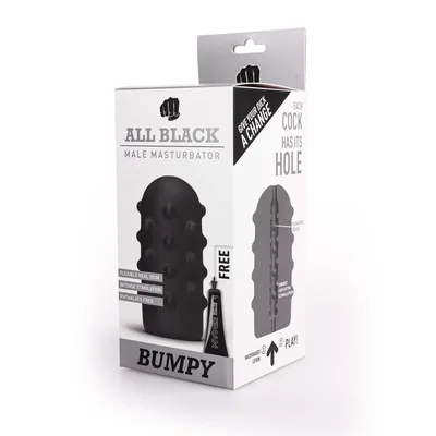Masturbatore uomo All Black Bumpy nero pesante morbido 17 cm circa