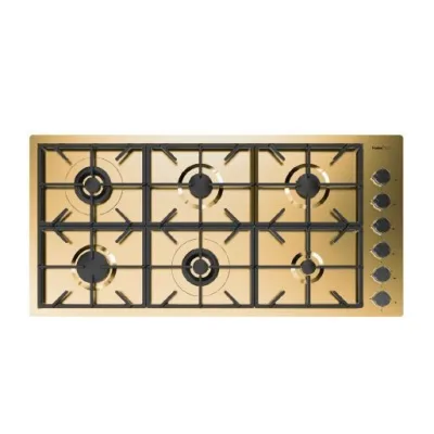 Foster Piano cottura a gas 7639 009 finitura acciaio PVD gold da 115 cm - IN PROMOZIONE FINO AL 30/06