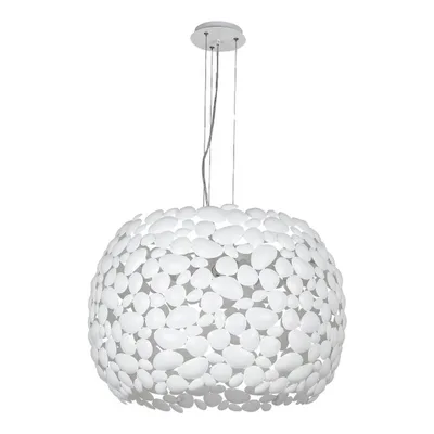Lampadario a sospensione moderno in metallo bianco, 5 lampadine E27, 65x147cm