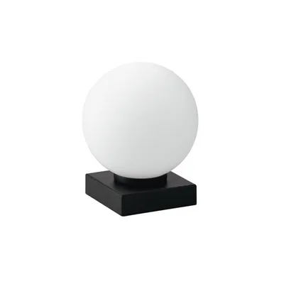 Lumetto moderno in metallo nero e vetro bianco, LED E14, 14x17.5cm