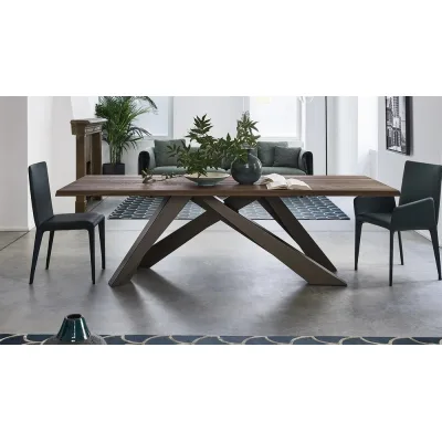 Bonaldo Tavolo fisso Big Table con struttura in metallo e piano in legno massello da 300x120 cm
