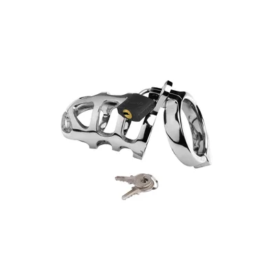 Gabbia pene cintura castità in acciaio pesante Cock Ring Retain Cage BDSM