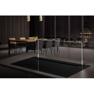 Airone Cappa downdraft Botticelli Full Glass finitura vetro nero con vetro trasparente da 90 cm - Senza motore