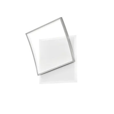 Plafoniera quadrata argento in alluminio, 1 LED 42W, CCT, 37x42cm