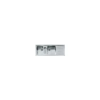 Alpes Lavello semifilo a due vasche F 5134/2V1B1S con bacinella e gocciolatoio a destra in acciaio inox da 134x51 cm