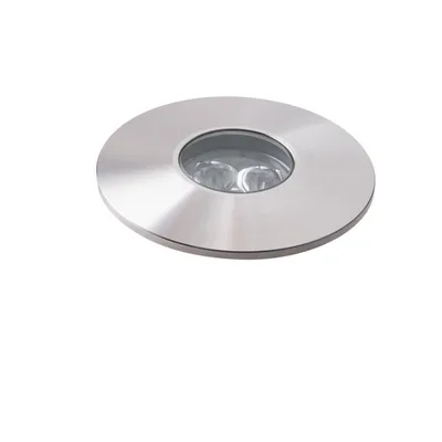 Incassi calpestabili LED in alluminio argento, 3 LED da 1W, RGB full color, 8.3x6cm