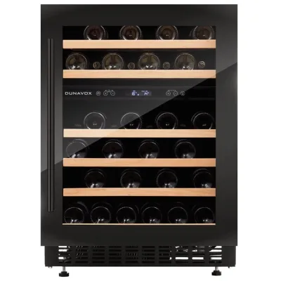 Dunavox Cantina vino a incasso o libera installazione FLOW-46D DAUF-46.145DB finitura full glass nero da 60 cm