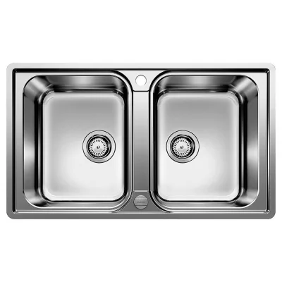Blanco | Lavello due vasche LEMIS 8-IF 1523039 in acciaio inox da 86x50 cm - Sopratop/Filotop