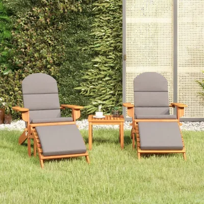 Kelva Comfort — Poltrone Adirondack 3 pezzi imbottite, acacia massello