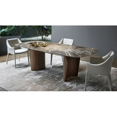 Bonaldo Tavolo fisso Flame Wood con struttura in metallo e piano in ceramica da 300x140 cm