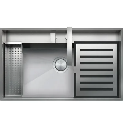 Barazza Lavello una vasca LAB KIT 1LLB91K finitura inox satinato da 86x51 cm Con kit accessori e miscelatore