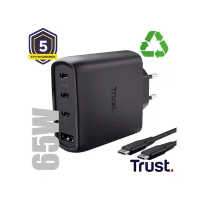 TRUST MAXO 65W 4P GAN CHARGER BLK 26067TRS