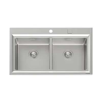 Foster Lavello due vasche 4502 050 finitura acciaio inox da 87.3x51.3 cm