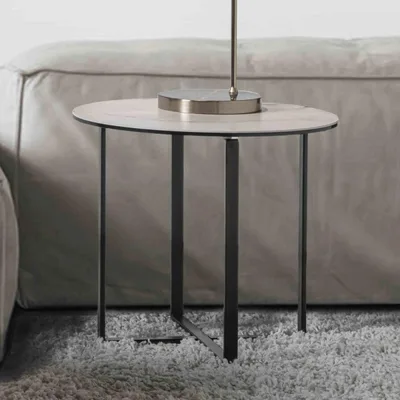 Maconi Tavolino rotondo fisso 1430/845 con struttura in metallo e piano in vetroceramica da Ø50 cm