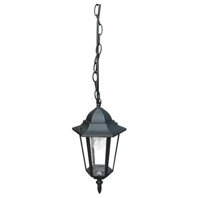 Lampadario a sospensione per esterni nero in alluminio e vetro, 1 luce E27, 17x84cm