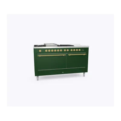 Ilve Cucina P15N da incasso Nostalgie P15FSNE3 doppio forno cieco e piano cottura 7 fuochi con fry top e coupe de feu da 150 cm