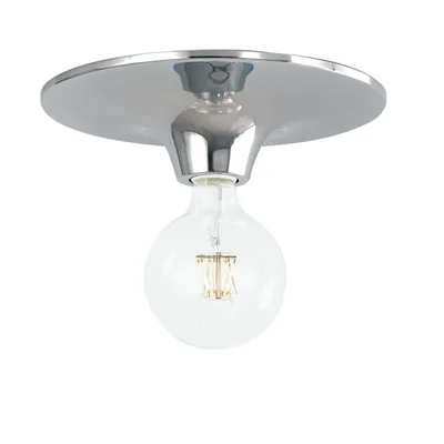 Plafoniera essenziale in metallo cromo, lampadina E27, 30x8cm