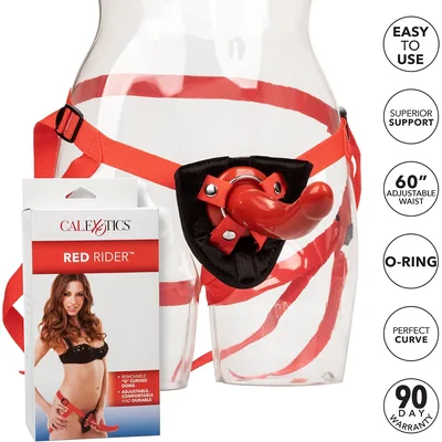 California Exotics Red Rider Strap-On Rosso con Dildo Curvo Removibile e Harness Regolabile
