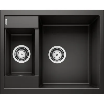 Blanco | Lavello una vasca con vaschetta METRA 6 1525923 finitura nero da 61.5x50 cm - Sopratop