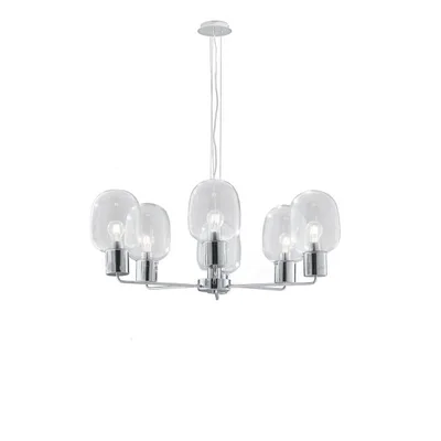 Lampadario a sospensione Cromo 6Xe27 98X150X8Cm