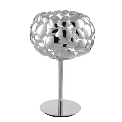 Lampada da tavolo moderna in metallo cromato, lampadina E27, 22x34.5cm