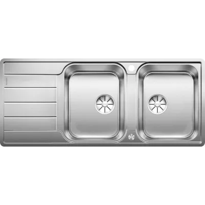 Blanco | Lavello due vasche con gocciolatoio CLASSIMO 8 S-IF 1525332 in acciaio inox da 116x50 cm - Sopratop/Filotop
