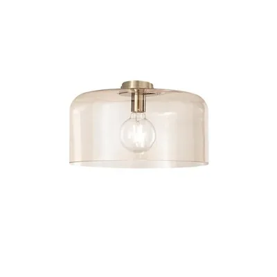 Plafoniera elegante in vetro ambra, lampadina E27, 18x40cm
