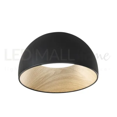Plafoniera led in metallo CCT forma sferica Effetto Legno Oro 23x35 cm