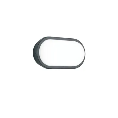 Applique per esterni antracite ovale in policarbonato, LED 20W, CCT, 14.6x27.1cm