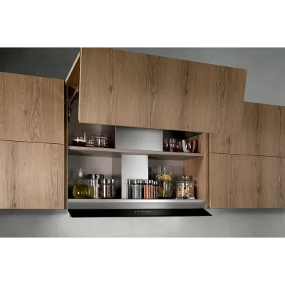 Airone Cappa da incasso Donizetti Space finitura acciaio AISI 430 con frontalino in vetro nero da 60 cm