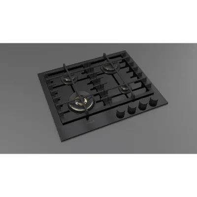 Fulgor Piano cottura a gas FPH 604 G WK BKG finitura vetro nero da 60 cm