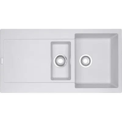 Franke: Lavello una vasca con vaschetta e gocciolatoio Maris MRG 651 114.0153.911 finitura fragranite bianco da 97x50 cm