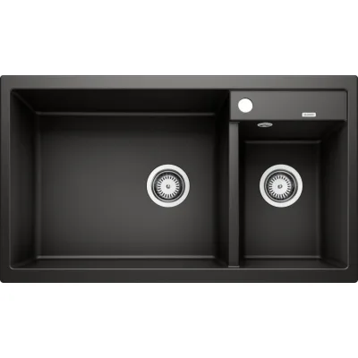 Blanco | Lavello due vasche con gocciolatoio METRA 9 1525936 finitura nero da 86x50 cm - Sopratop