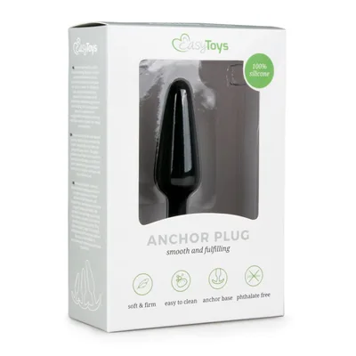 Plug anale EasyToys Anchor S silicone nero 8 cm piccolo base sicura unisex