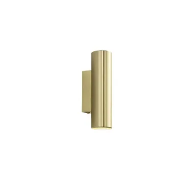 Applique in metallo tubolare oro, luce biemissione, 2 lampadine GU10, 7x18cm