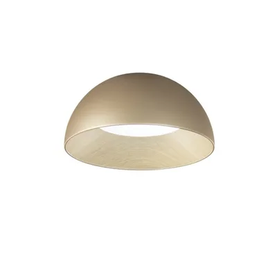 Plafoniera led in metallo CCT forma sferica Effetto Legno Oro 29x50 cm