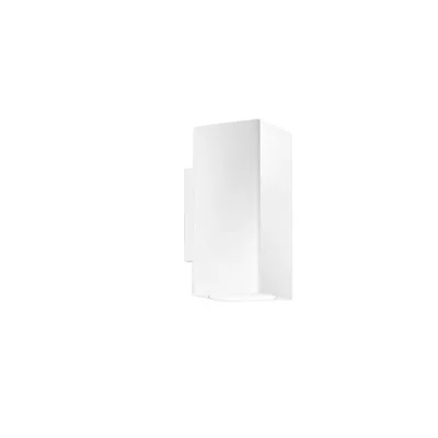 Applique quadrata in metallo bianco, luce biemissione, 2 lampadine GU10, 10x18cm