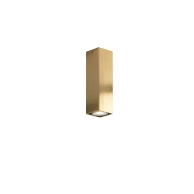 Plafoniera a sospensione struttura quadrata in metallo oro, lampadina GU10, 6x20cm